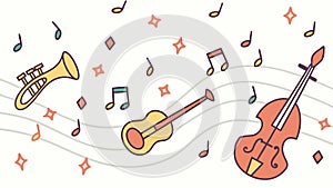 Lively Orchestra Instruments Vector, Creative Music Theme, vector design Generative AI