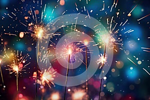 Lively Sparkler colorful newyear. Generate Ai photo