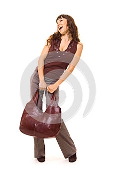 Lively woman with bag