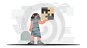 The lively woman is holding a overpower. Gather work subject. Trendy style, Vector Illustration