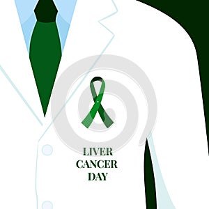 Liver cancer awareness day ribbon cartoon illustration