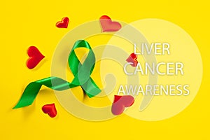 Liver Cancer and Hepatitis B - HVB Awareness month ribbon, Emerald Green or Jade ribbon