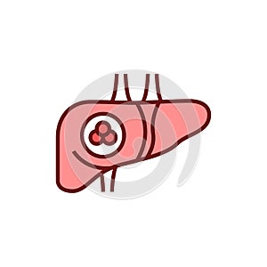 Liver cancer icon. Malignant neoplasm vector illustration.