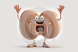 Liver. Cute cartoon healthy human anatomy internal organ character set with brain lung intestine heart kidney liver and