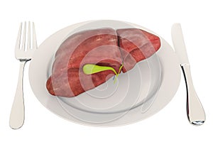 Liver Disease Diet concept, 3D photo