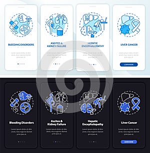 Liver failure result onboarding mobile app page screen with concepts