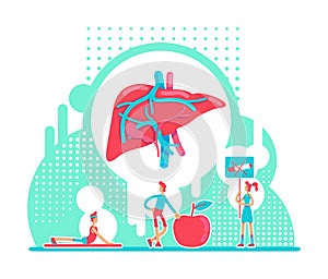 Liver health care flat concept vector illustration