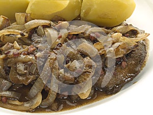 Liver with onions photo