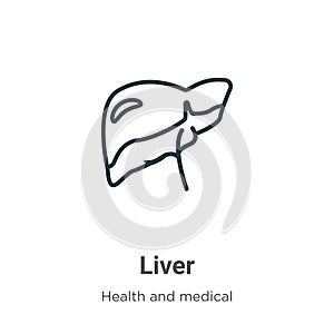 Hígado describir icono. delgado línea negro hígado icono un piso elemento ilustraciones a médico 