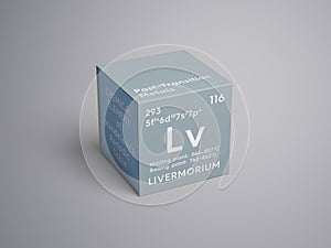 Livermorium. Post-transition metals. Chemical Element of Mendeleev\'s Periodic Table. 3D illustration