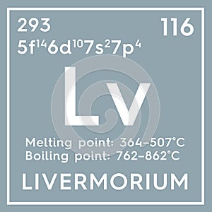 Livermorium. Post-transition metals. Chemical Element of Mendeleev\'s Periodic Table. 3D illustration