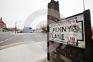 Penny Lane cross in Liverpool, England