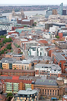 Liverpool City Centre Skyline Aerial