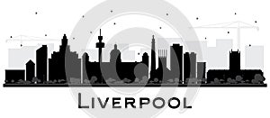 Liverpool City Skyline Silhouette with Black Buildings Isolated