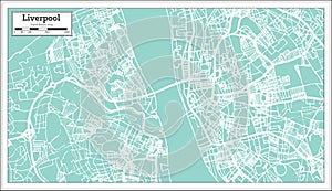 Liverpool England City Map in Retro Style. Outline Map.