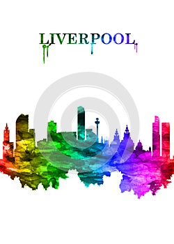 Liverpool England skyline Portrait Rainbow