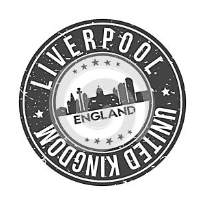 Liverpool England United Kingdom Europe Stamp Logo Icon Symbol Design Skyline City.