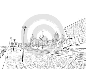 Liverpool.England. United Kingdom of Great Britain. Hand drawn vector illustration