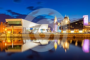 Liverpool Skyline Pier head sunset