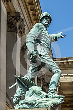 Statue of Major General William Earle outside St Georges Hall in Liverpool, England UK on July 14, 2021