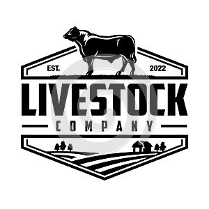 Livestock company logo vector. Cattle ranch premium logo design vector isolated