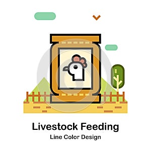 Livestock feeding Line Color Icon