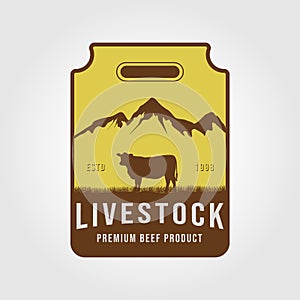 livestock logo design. angus, cattle, cow farm Emblem Label logo design