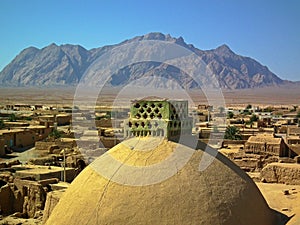 Living adobe made village in central desert of Iran