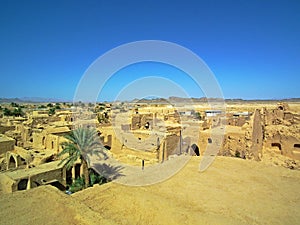 Living adobe made village in central desert of Iran