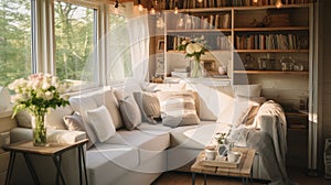 living blurred tiny home interior