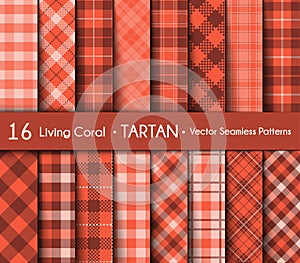 Living Coral  Tartan Plaid Scottish Seamless Pattern