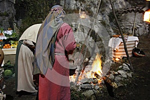 Living nativity scene on Genga,Italy photo