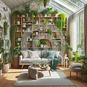 A living plant wall in a sunroom for a fresh and natural elemen