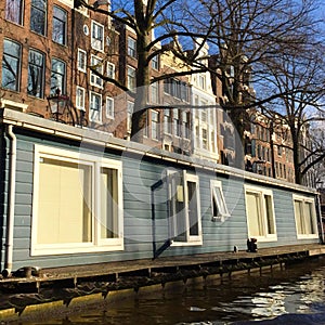 Living on a river in Amsterdam photo
