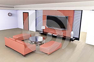 Living room 3D Rendering