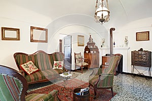 Living room with antiquities, interior