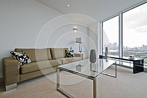 Living room with city views photo