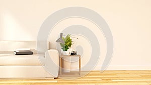 Living room and coffe break area clean design-3D Rendering