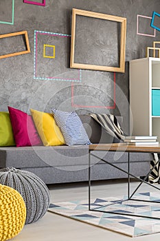 Living room with colored frames