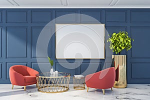 Living room design interior.Poster mockup