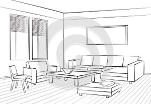Living room design Room interior sketch Interior furniture conc