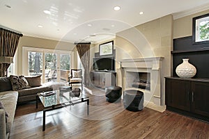 Living room with fireplace