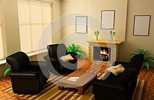 Living room with fireplace