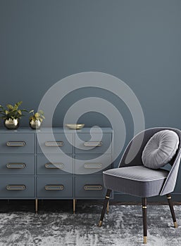 Living room in home interior, wall mockup