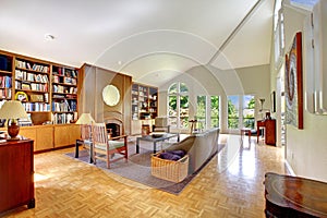 Living room with home library