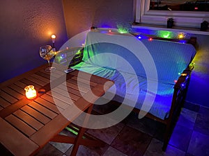 Living Room Illuminated By Christmas Lights