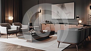Living room with an impeccable interior design decor, Generative AI