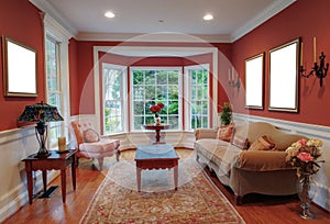 Living Room Interior With Bay Window