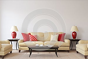 Living-room interior. 3d render. photo