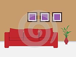 Living room interior desgin flat vector illustration